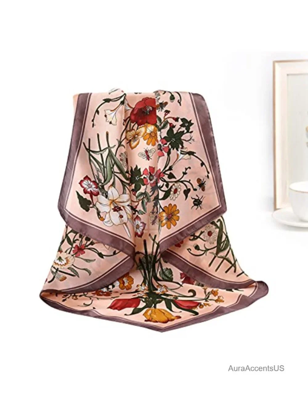 Satin Square Scarves for Women - 4 Pack Head Kerchiefs Hair Bandanas
